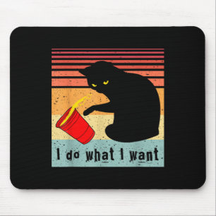 Do What I Want Vintage Black Cat Red Cup Funny My Mouse Pad