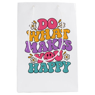 Do What Makes You Happy – Colourful Retro Positive Medium Gift Bag