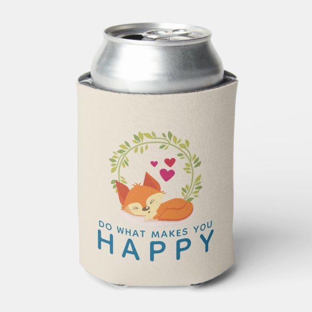 Do What Makes You Happy Sleeping Fox with Hearts Can Cooler (Can Front)