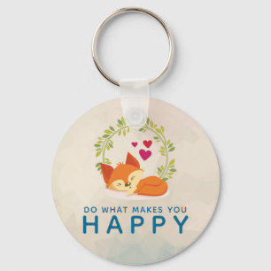 Do What Makes You Happy Sleeping Fox with Hearts Keychain