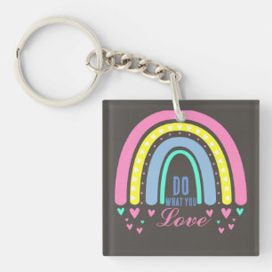 "DO WHAT YOU LOVE" QUOTE VINTAGE BOHO RAINBOW    KEYCHAIN