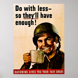 Do With Less - Vintage WWII Rationing Poster