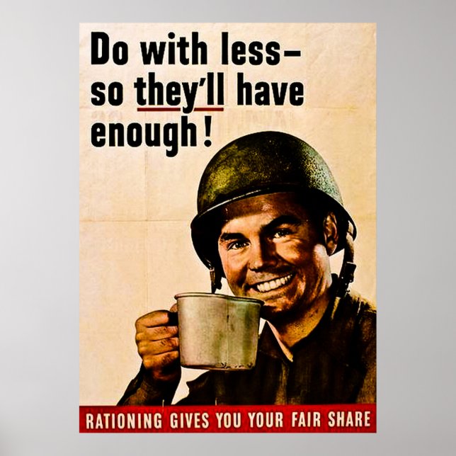 Do With Less - Vintage WWII Rationing Poster (Front)