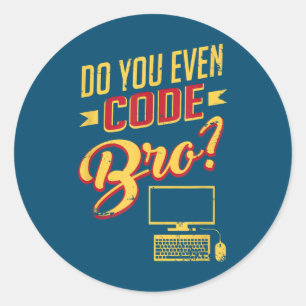 Do You Even Code Bro Funny Software Engineer Classic Round Sticker