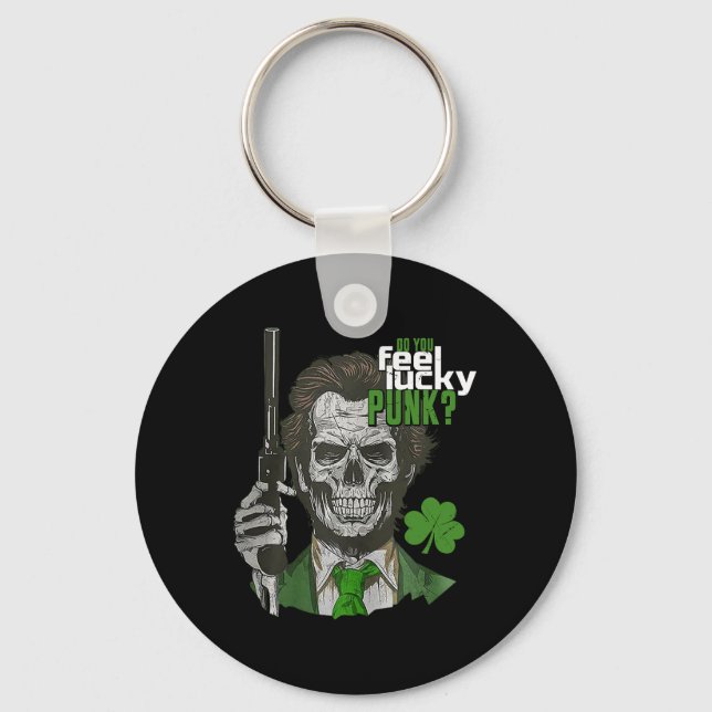 Do You Feel Lucky Punk Funny St Patricks Day  Keychain (Front)