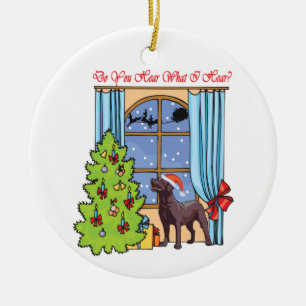 Do You Hear Chocolate Lab Ceramic Ornament