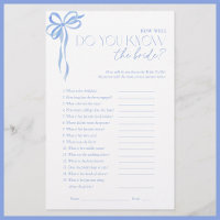 Do You Know The Bride Blue Bow Bridal Shower Game