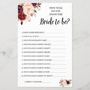 Do you know the Bride Marsala Shower Game Card