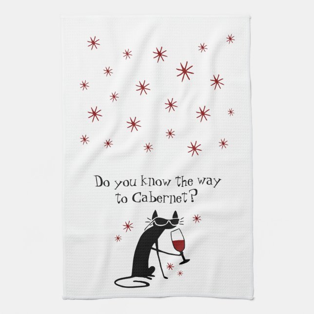 Do You Know the Way to Cabernet? Wine Pun Kitchen Towel (Vertical)