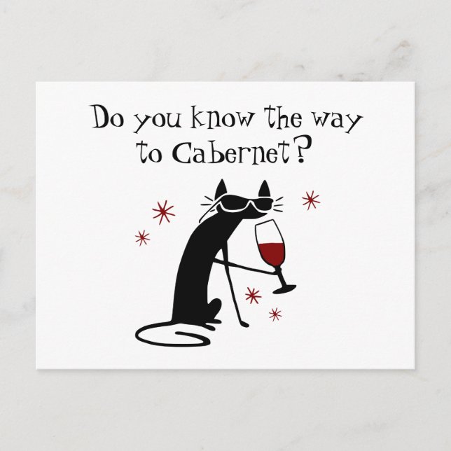 Do You Know the Way to Cabernet? Wine Pun Postcard (Front)