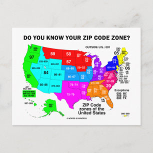 Do You Know Your Zip Code Zone? (US Map) Postcard