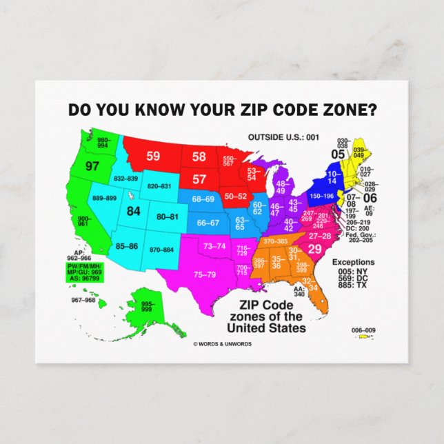 Do You Know Your Zip Code Zone? (US Map) Postcard (Front)
