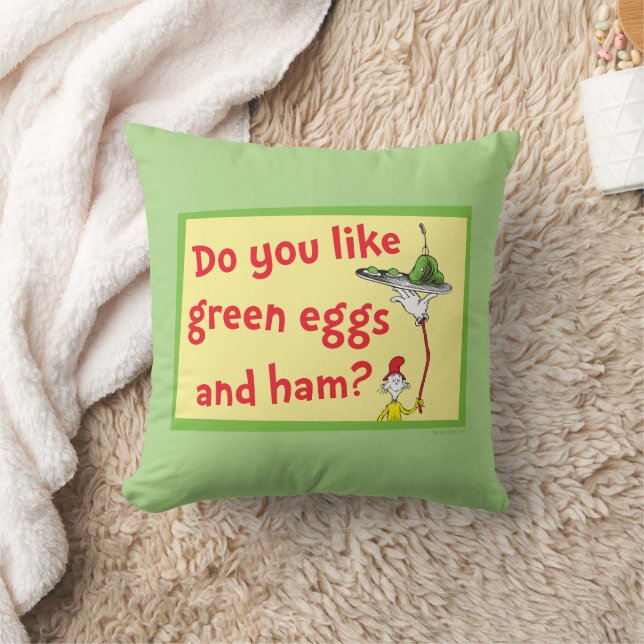 Do You Like Green Eggs and Ham? Throw Pillow (Blanket)