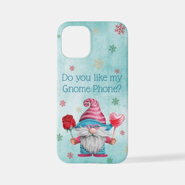 Do You Like My Gnome Phone? Gnome and Snowflakes iPhone Case (Back)