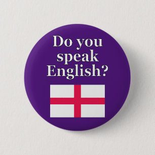 "Do you speak English?" in English. Flag 2 Inch Round Button