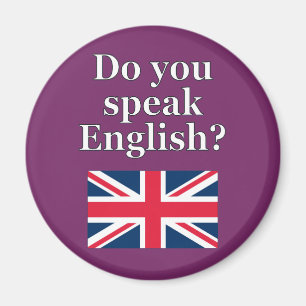 "Do you speak English?" in English. Flag Magnet