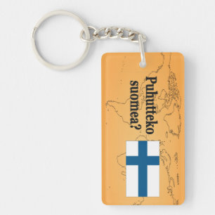 Do you speak Finnish? in Finnish. Flag bf Keychain