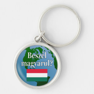 Do you speak Hungarian? in Hungarian. Flag & globe Keychain