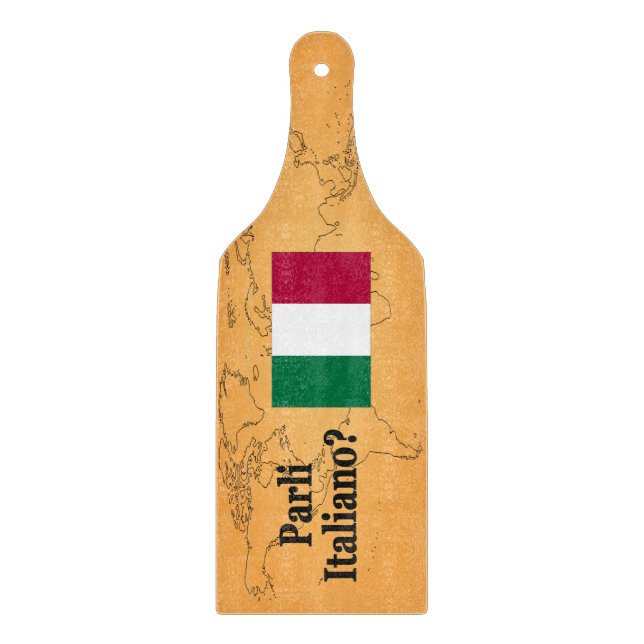 Do you speak Italian? in Italian. Flag bf Cutting Board (Front)