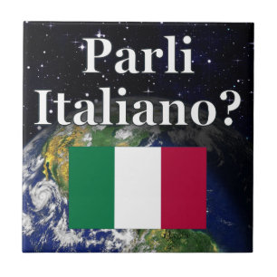 Do you speak Italian? in Italian. Flag & Earth Tile