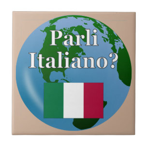 Do you speak Italian? in Italian. Flag & globe Tile