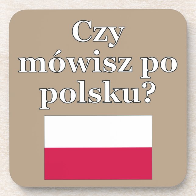 Do you speak Polish? in Polish. Flag Coaster (Front)