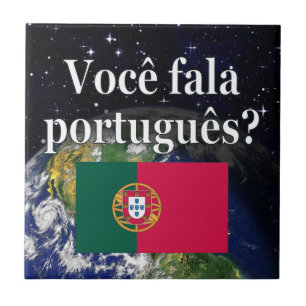 Do you speak Portuguese? in Portuguese. Flag earth Tile