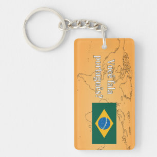 Do you speak Portuguese? in Portuguese. Flag wf Keychain