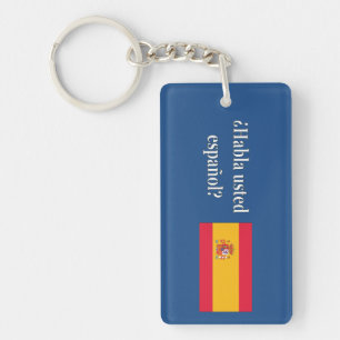 Do you speak Spanish? in Spanish. Flag wf Keychain