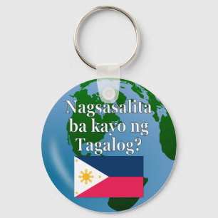 Do you speak Tagalog? in Tagalog. Flag & globe Keychain