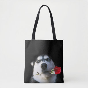 Do You Tango? Beautiful Husky and Rose Tote Bag