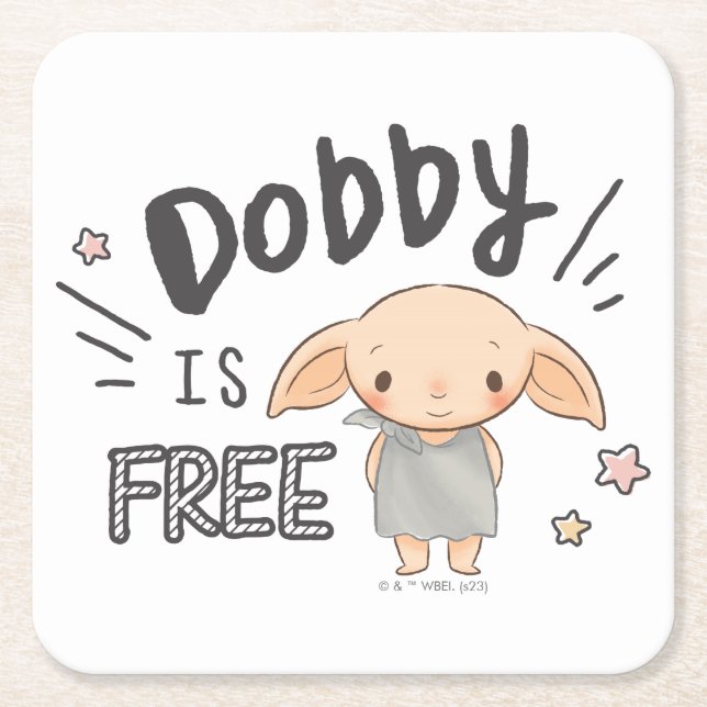 Dobby Is Free Square Paper Coaster (Front)