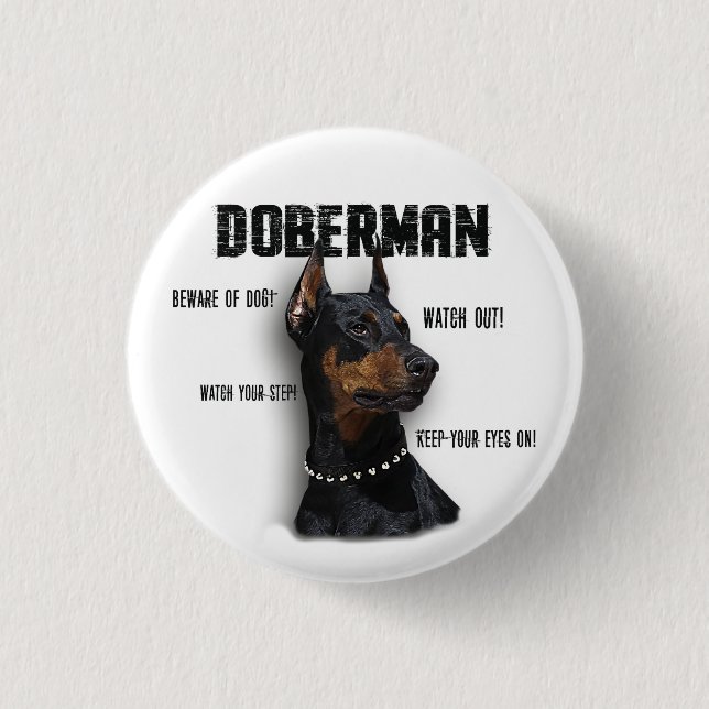 Doberman   1 inch round button (Front)