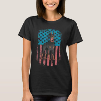 Doberman 4th Of July Patriotic Us Flag T-Shirt