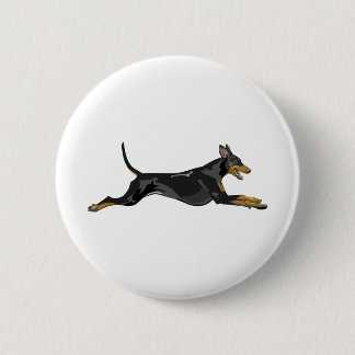Doberman All Natural Running Black 2 Inch Round Button