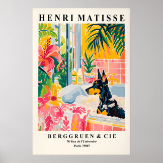 Doberman Art Print Tropical Bathroom Wall Art
