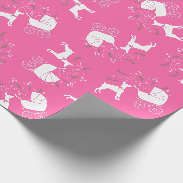 Doberman Baby Shower Dog Wrapping Paper (Corner)