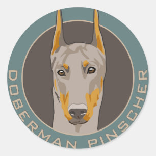 Doberman Badge, Fawn Classic Round Sticker