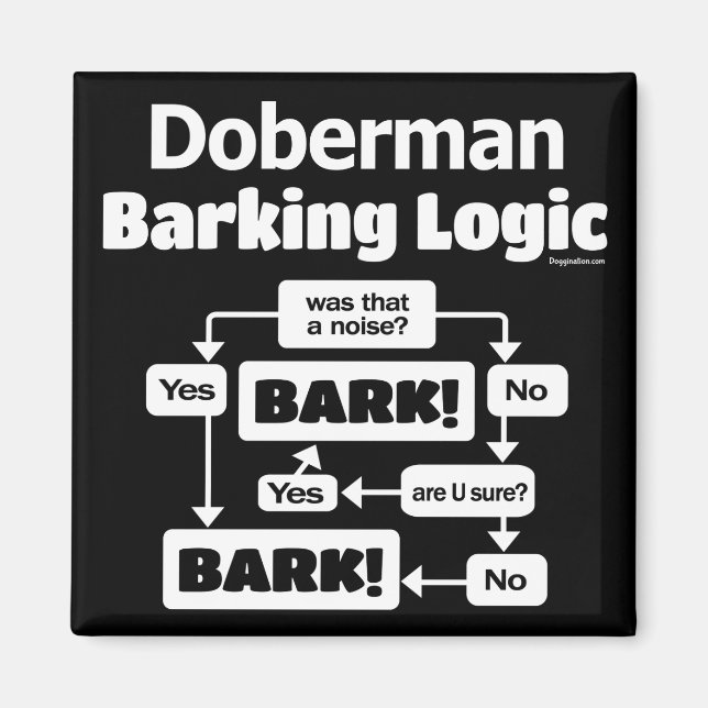 Doberman Barking Logic Magnet (Front)