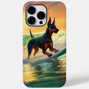 Doberman Beach Surfing Painting Case-Mate iPhone 14 Pro Max Case
