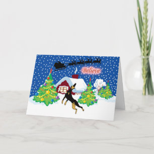 Doberman Believe In Santa Christmas Holiday Card