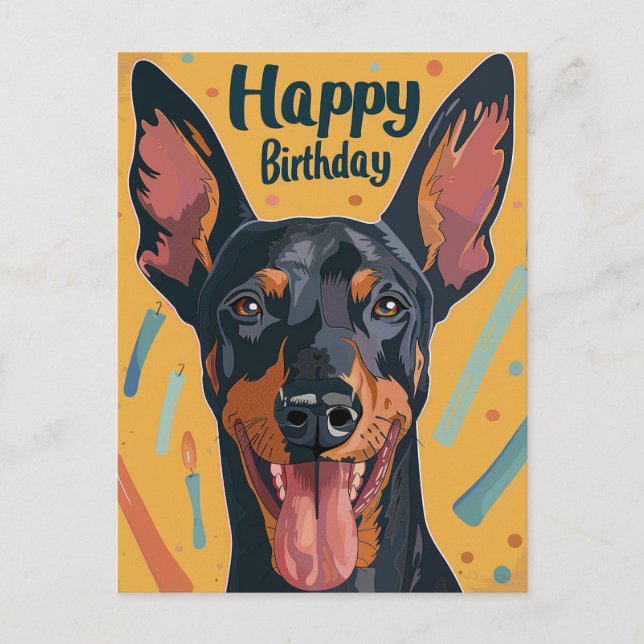 Doberman Birthday  Postcard (Front)