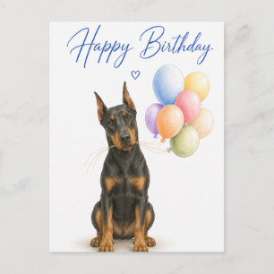 Doberman Birthday Postcard