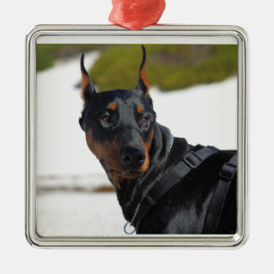 Doberman - Black - Bogie Metal Ornament