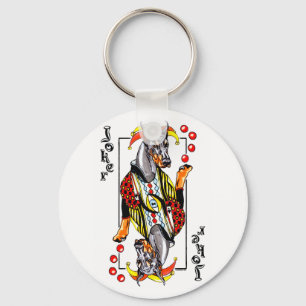 Doberman Black Joker Keychain
