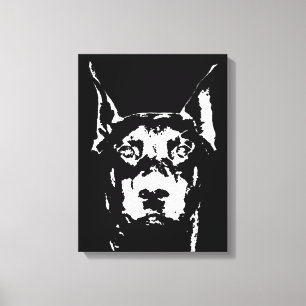 Doberman Black & White Enveloppé toile Impression