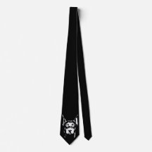 Doberman Black & White Pop Art Dog Face Neck Tie