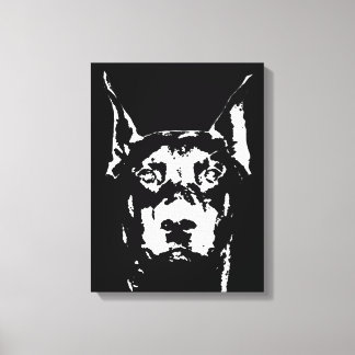 Doberman Black & White Wrapped Canvas Print