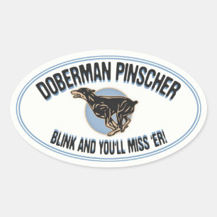 Doberman Blink Oval Sticker