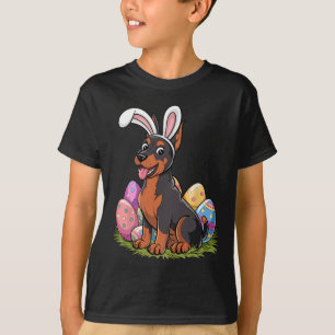 Doberman Bunny Ears Easter Egg Hunt Dog Lover East T-Shirt